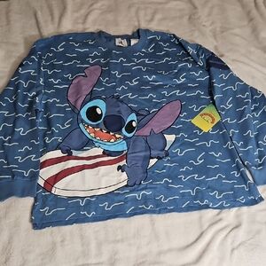 Disney Blue Tshirt with Stitch Surfing Design